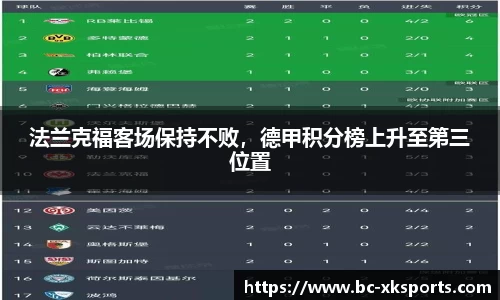 法兰克福客场保持不败，德甲积分榜上升至第三位置